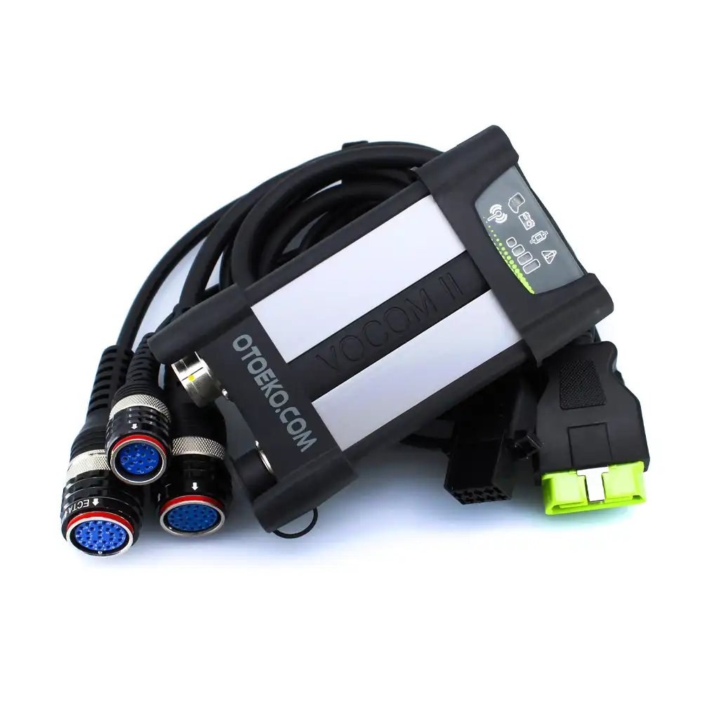 طقم جهاز تشخيص شاحنات ومعدات فولفو الأصلي Volvo VOCOM II 88894000 مع لابتوب مبرمج جاهز للعمل - 7